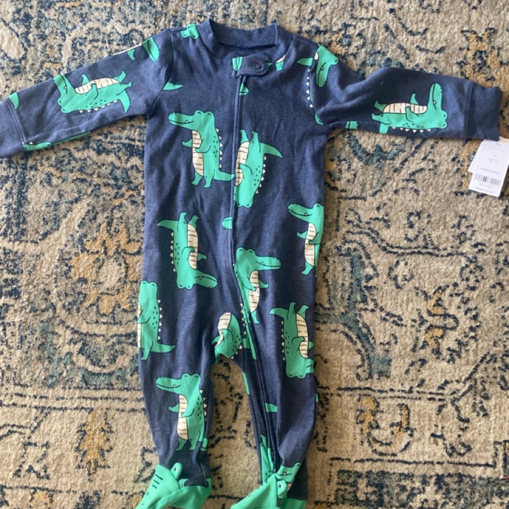Carter's Navy and Green Alligator Footie